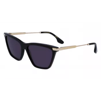 Victoria Beckham VB663S-001 Women's Sunglasses - Black Acetate Frame, Grey Polycarbonate Lens, 57/15/140 mm