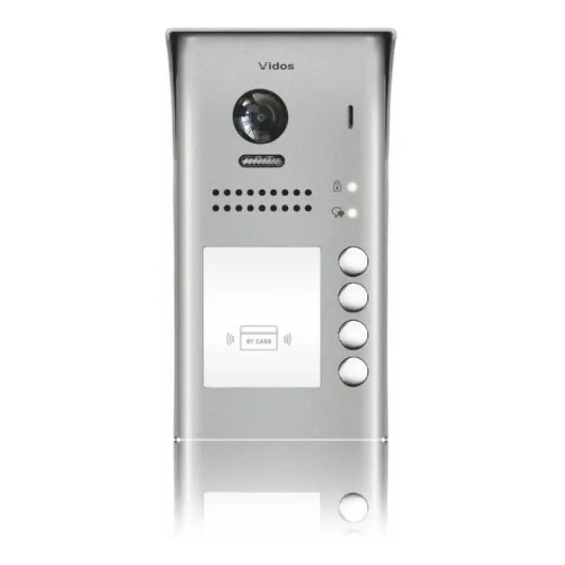VIDOS Duo S1104A Four-Family Gate Station, Stainless Steel, Surface Mount, 2-Wire, IP65