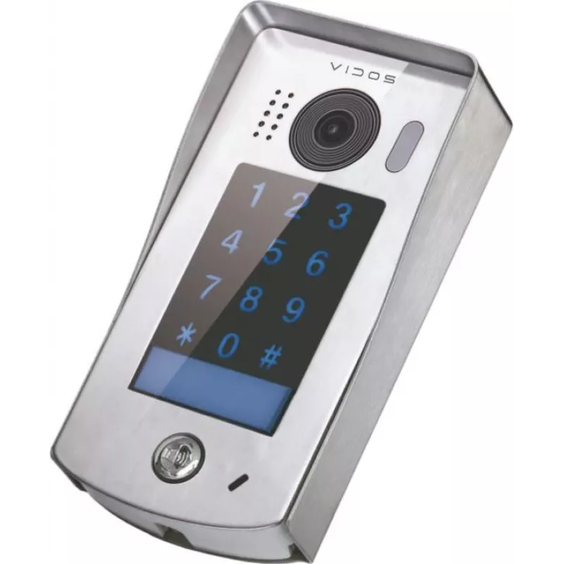 VIDOS DUO S1301D Gate Station - 2-Wire Outdoor Video Doorbell with 2.0 MP Camera, 170° Wide-Angle Lens, IR Night Vision, Stainless Steel, Silver