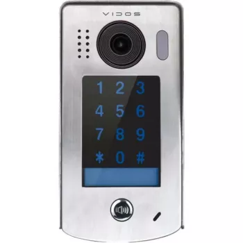 VIDOS DUO S1301D Gate Station - 2-Wire Outdoor Video Doorbell with 2.0 MP Camera, 170° Wide-Angle Lens, IR Night Vision, Stainless Steel, Silver