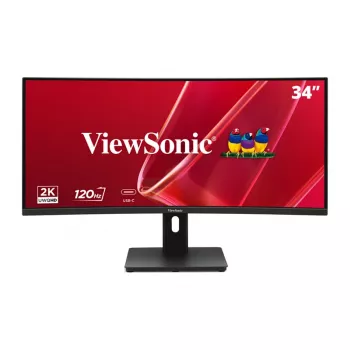 ViewSonic VA3420C-2 34 inch Curved UWQHD Office Monitor, 3440x1440, VA, 120Hz, HDR10, USB-C