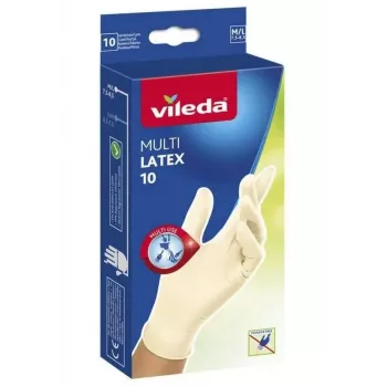 Vileda Natural Latex Gloves, Size M/L, 10 Pairs