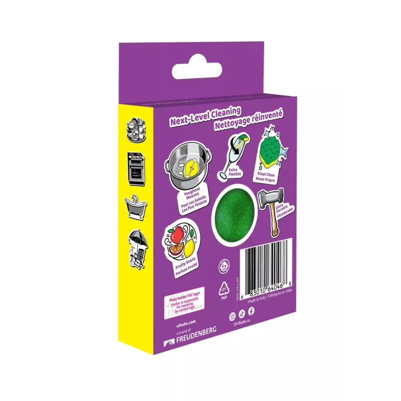 Vileda Punch Flexible Sponge Scourer, Lemon, 1 pc