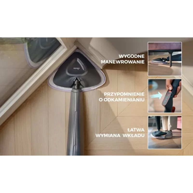 Vileda Steam Plus Pro Steam Mop - 1550W, 400ml Tank, 2 Microfiber Pads, Carpet Glider