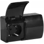 VIPLAST KOALA Double Surface-Mounted Socket Outlet with Earthing and Flap, Black, IP44, 16A, 230V, 2 Sockets