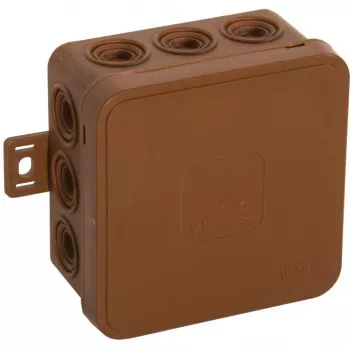 VIPLAST V5 Klik Surface-Mounted Empty Junction Box, 12 Cable Entries, Brown, IP54, 75x75x41 mm, 035-02
