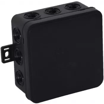 VIPLAST V7 Klik Surface-Mounted Junction Box, Empty, 12 Inlets, Black, IP54, 100x100x41 mm