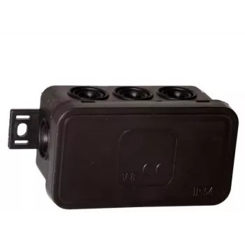 VIPLAST V8 Surface-Mounted Junction Box, 8 Entries, IP54, Black, 80x45x41mm