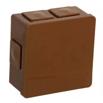 VIPLAST VP-02 Surface-Mounted Junction Box, 6 Cable Entries, Click-On Lid, Brown, IP55, 86x86x40 mm