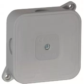 VIPLAST VP-2 Surface-Mounted Junction Box, Empty, 4 Cable Entries, IP44, Grey, 85x85x35mm
