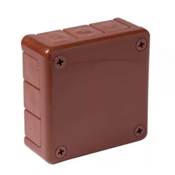 VIPLAST VP-41 Surface-Mounted Empty Junction Box, 12 Cable Entries, Brown, IP55, 98x98x42 mm
