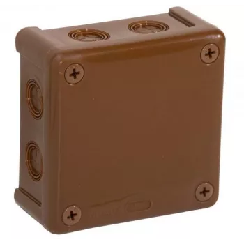 VIPLAST VP-42 Surface-Mounted Empty Junction Box, 8 Cable Entries, Brown, IP55, 98x98x42 mm 042-02