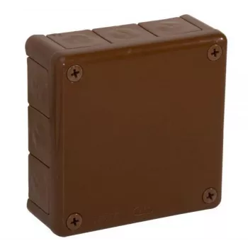 VIPLAST VP-51 Surface-Mounted Junction Box, 12 Cable Entries, Brown, IP55, 118x118x46mm