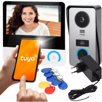 Virone VDP-67 Video Intercom FullHD 1080p, 7-Inch Color LCD Monitor, RFID Reader, Tuya Smart Wi-Fi