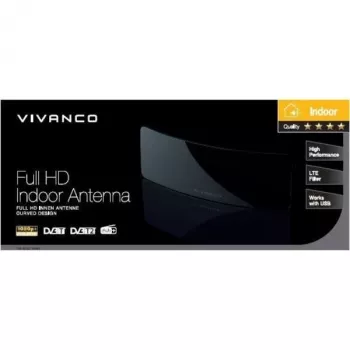 Vivanco TVA 4045 Indoor TV Antenna with Amplifier, DVB-T2/DAB+, LTE Filter, Black