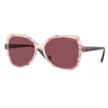 VOGUE VO5488S30625Q Women's Butterfly Sunglasses - Transparent Pink Frame, Dark Violet Gradient Lens, 56mm
