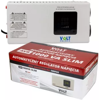 Volt Polska 5AVRZS1000 AVR 1000VA Slim Automatic Voltage Regulator - 600W, 2 Sockets, LCD