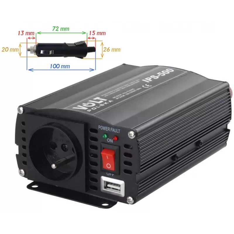 VOLT POLSKA IPS-500 12V / 230V 350/500 W Power Inverter