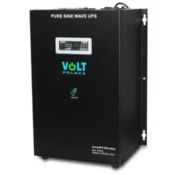 VOLT POLSKA Sinus UPS 500 Line-Interactive UPS, 500VA/300W, Pure Sine Wave, 12V 40Ah External Battery