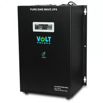 VOLT POLSKA Sinus UPS 500 Line-Interactive UPS, 500VA/300W, Pure Sine Wave, 12V 40Ah External Battery