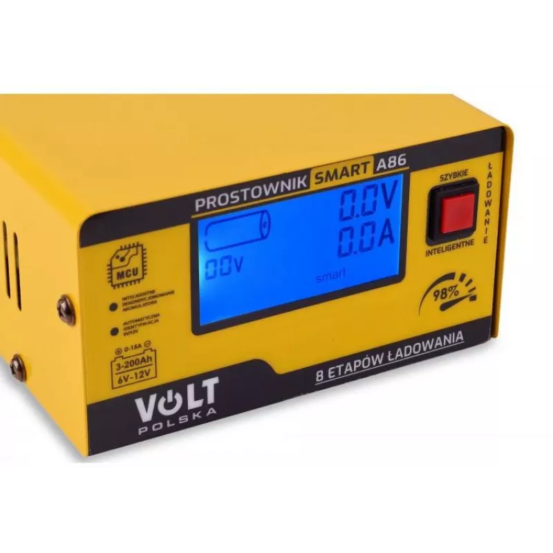 VOLT POLSKA Smart Volt Battery Charger 6V/12V 15A with LCD Display and 7-Stage Charging