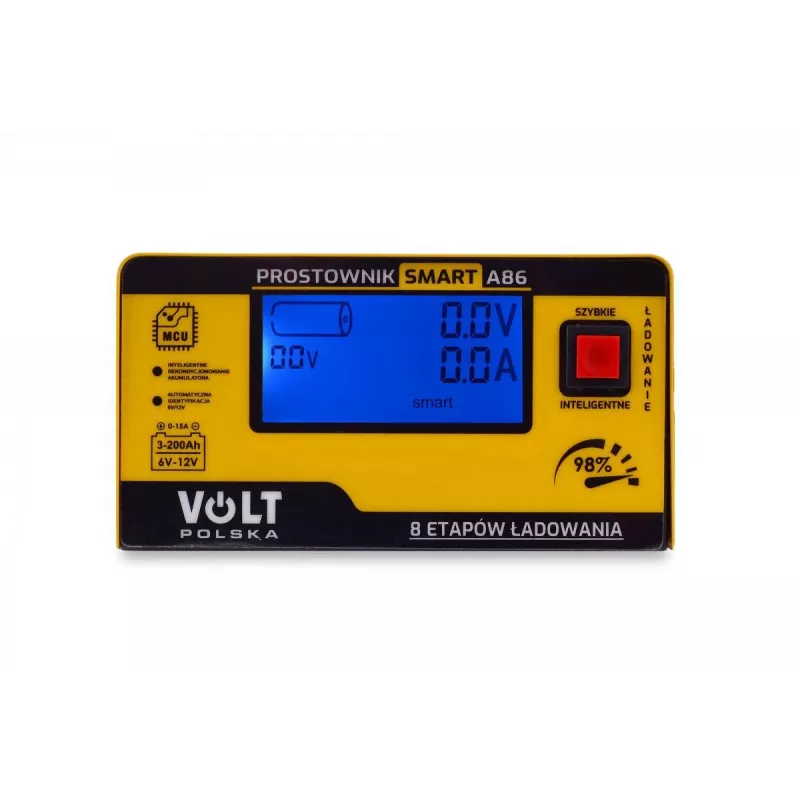VOLT POLSKA Smart Volt Battery Charger 6V/12V 15A with LCD Display and 7-Stage Charging