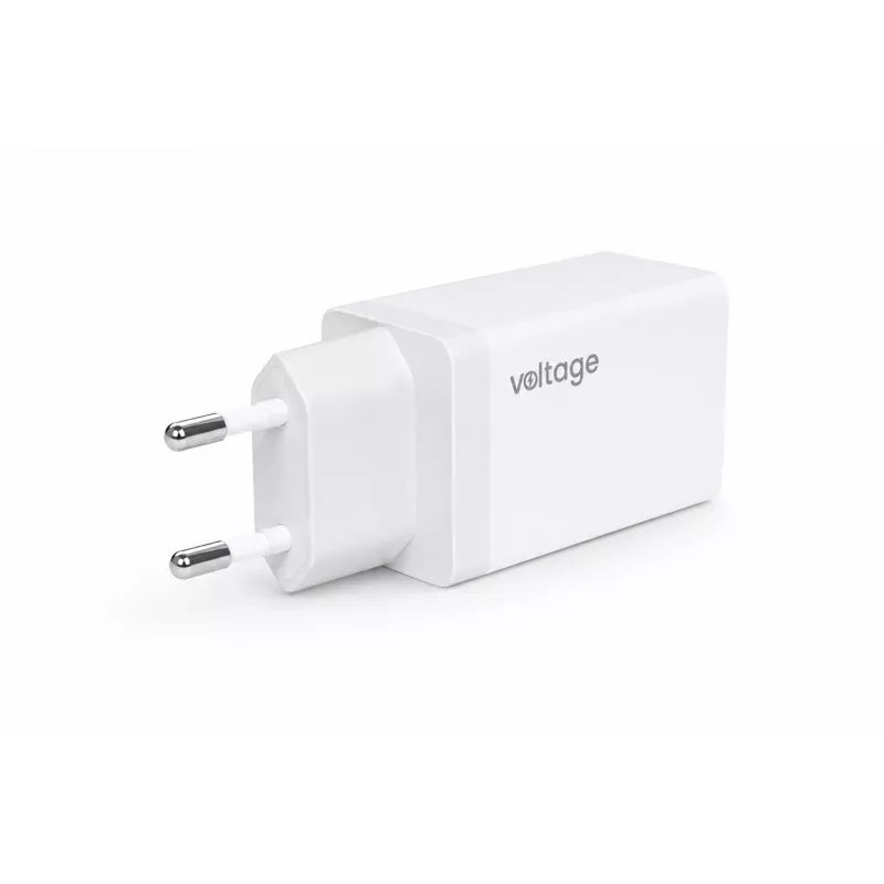 Voltage GaN 67W Wall Charger, 2x USB-C & 1x USB-A, PD 3.0, QC 3.0, PPS, EU Plug, White