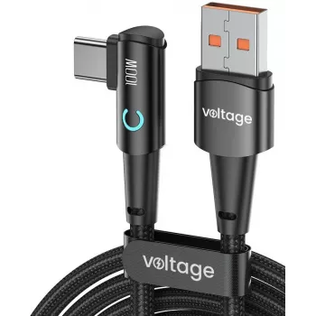 VOLTAGE PowerAngle 66W PD USB-A to USB-C Angled Cable 1m Black