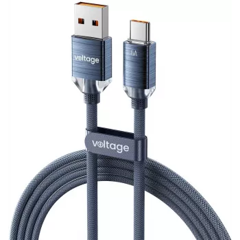 VOLTAGE PureCrystal 66W USB-A to USB-C Fast Charging Cable 1m Blue