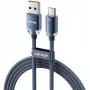 VOLTAGE PureCrystal 66W USB-A to USB-C Fast Charging Cable 1m Blue
