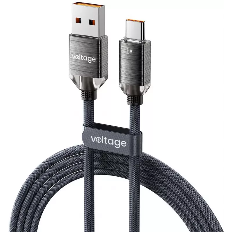 VOLTAGE PureCrystal USB-A to USB-C Cable 66W 1m Black