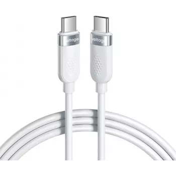 VOLTAGE VEKS100CC100WE Silicone USB-C to USB-C Cable 100W PD 1m White