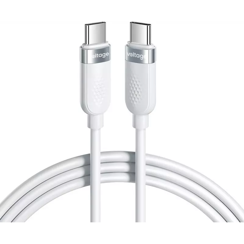 VOLTAGE VEKS100CC100WE Silicone USB-C to USB-C Cable 100W PD 1m White