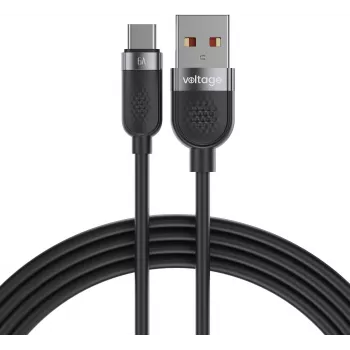 VOLTAGE VEKS66AC100BK USB-A to USB-C Silicone 66W PD Cable 100cm Black