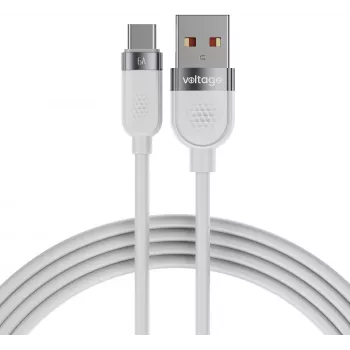 VOLTAGE VEKS66AC100WE USB-A to USB-C Silicone 66W PD Fast Charging Cable 1m White