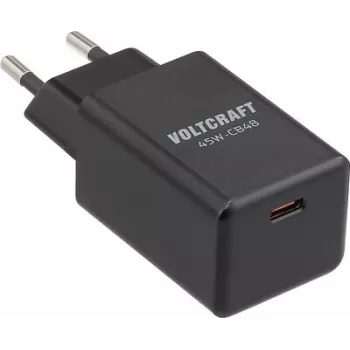 VOLTCRAFT 45W-CB48 Dual-Port USB Wall Charger PD 3.0 & QC 3.0 Black VC-17256065