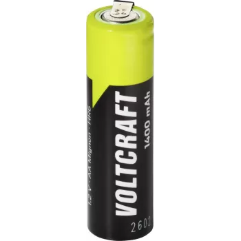VOLTCRAFT AA Rechargeable Battery NiMH 1.2 V 1400 mAh with Solder Tag, High-Current, Ready to Use VC-17666035