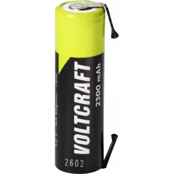 VOLTCRAFT AA Rechargeable Battery NiMH 1.2V 2300mAh High-Current with U-Solder Tag, Ready to Use, 1 Pack VC-17666045