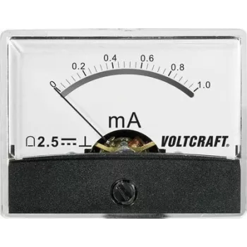 VOLTCRAFT AM-60X46/1MA/DC Analog Panel Meter, DC Current 0-1 mA, Moving Coil, 46x60 mm