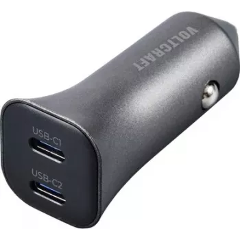 VOLTCRAFT CPS-40W/2 VC-RA401 USB Car Charger 40 W 2x USB-C PD 3.0 Silver-Black VC-15257660