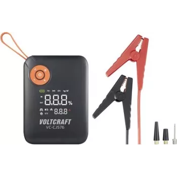 VOLTCRAFT Jump Starter VC-CJS76 VC-16024485 300 A 12 V with Charging Cradle, 2x 12V Output, 2x USB, LED Flashlight, LCD Display