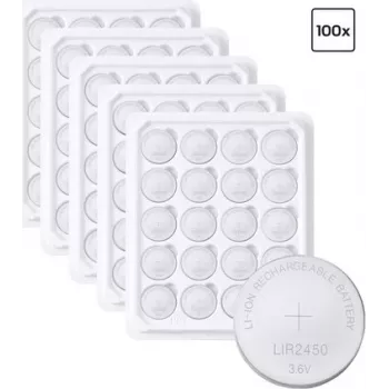 VOLTCRAFT LIR2450 Rechargeable Lithium-Ion Button Cell Battery, 3.6 V, 120 mAh, 100-Pack VC-18689120