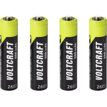VOLTCRAFT Micro (AAA) NiMH Rechargeable Battery 550 mAh 1.2 V Ready to Use, 4-Pack (VC-17275405)