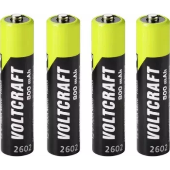 VOLTCRAFT Micro (AAA) NiMH Rechargeable Battery 800 mAh 1.2 V Ready to Use, 4-Pack (VC-17275415)