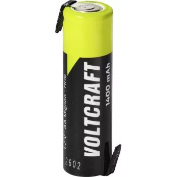 VOLTCRAFT Mignon AA Rechargeable Battery NiMH 1.2 V 1400 mAh High-Current with Z-Solder Tag, Ready to Use (1 pc) VC-17666040