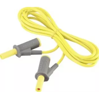 VOLTCRAFT MSB-501 Safety Test Lead, 4 mm Stackable Banana Plug to Same, 2 m, Yellow, CAT III 1000 V / CAT IV 600 V, 16 A VC-8063480