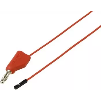 Voltcraft MSL-315 Red Test Lead, 4 mm Safety Plug to 0.64 mm Safety Socket, 1 m, Stackable, 60 V DC, 1 A VC-17182170