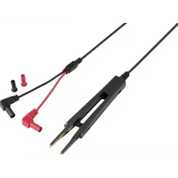VOLTCRAFT MSL-503-2 Test Lead Set, 4 mm Safety Plug to 4 mm Safety Plug, 39 cm, 10 A, 1000 V, CAT III/IV, Black/Red, 2 Leads VC-18654460