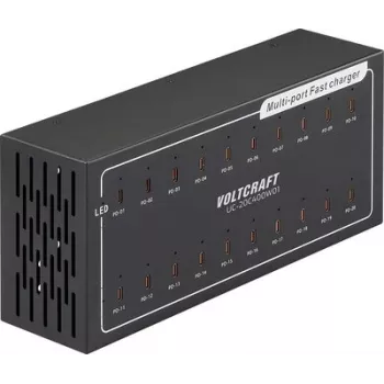Voltcraft UC-20C400W01 20-Port USB-C Charging Station 400W 5V/3A per Port Metal Housing with Active Cooling VC-16676850