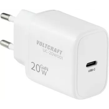 VOLTCRAFT UC-20W001 USB Wall Charger 20 W 1x USB-C Fast Charge, USB PD 3.0, White, GaN (VC-17942085)